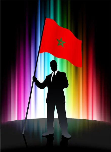 Μαρόκο σημαία με τον επιχειρηματία σε αφηρημένη φάσμα φόντο — Διανυσματικό Αρχείο