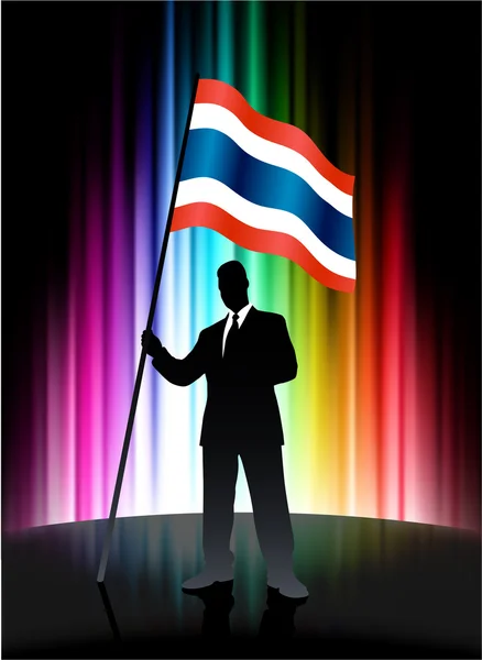 Tayland bayrağı ile işadamı soyut spektrum zemin — Stok Vektör