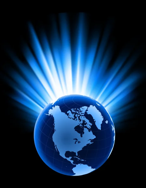 Globe op blauwe spectrum achtergrond — Stockvector