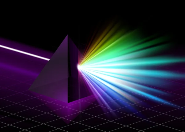Renkli spektrum zemin üzerine piramit — Stok Vektör