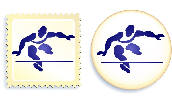 Runner Stamp and Button — Stock Vector
