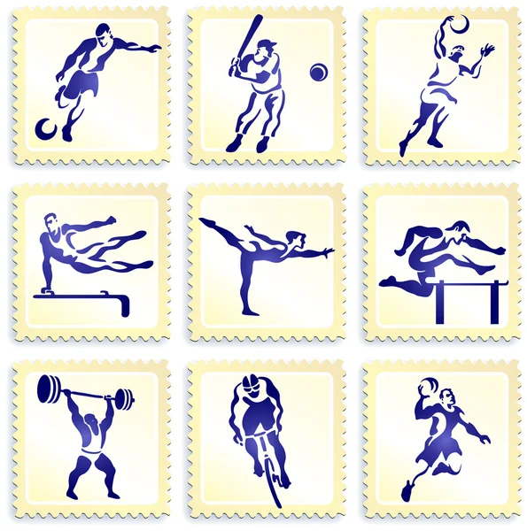 Colección de sellos deportivos — Vector de stock