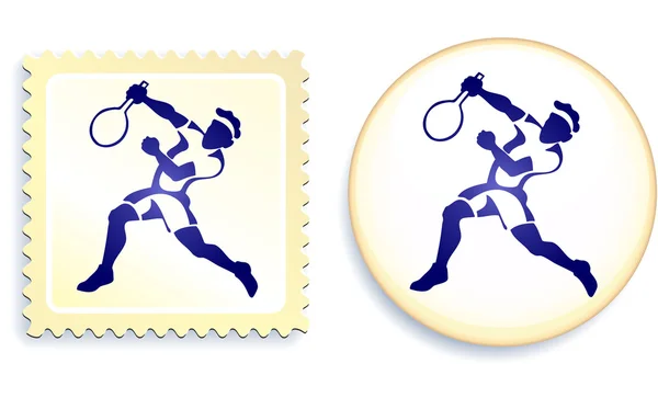 Tennis Stamp and Button — Stock Vector