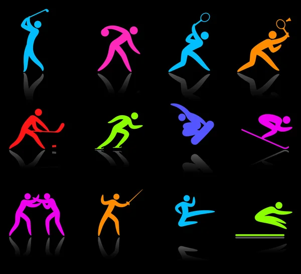 Colección de iconos deportivos competitivos y olímpicos — Vector de stock