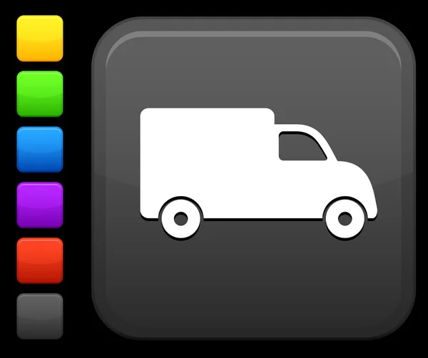 Lieferwagen-Ikone auf quadratischem Internet-Knopf — Stockvektor