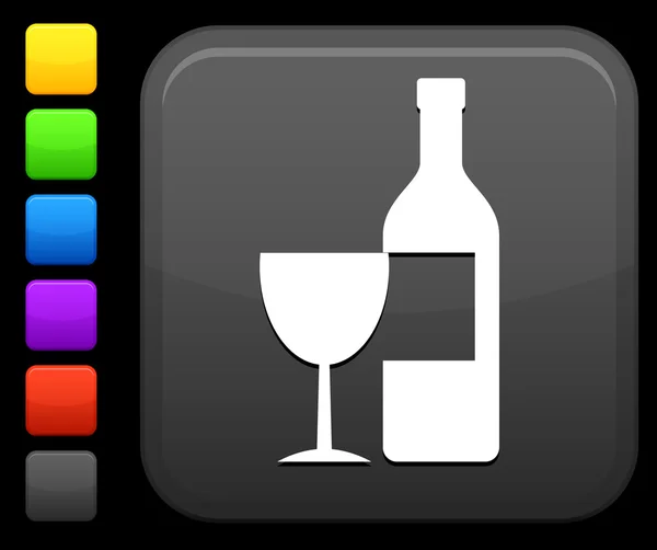 Ícone de vinho no botão quadrado internet — Vetor de Stock