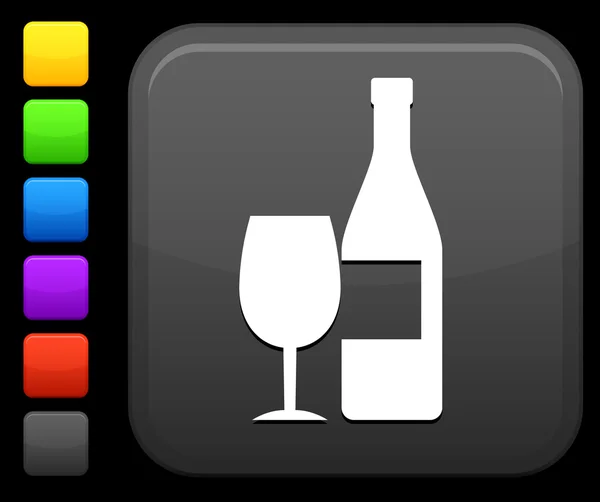 Şarap kare Internet düğme simgesine — Stok Vektör