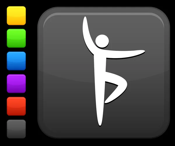 Icono de yoga en el botón cuadrado de Internet — Vector de stock