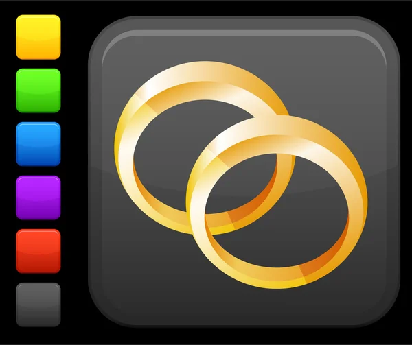 Hochzeitsbänder-Symbol auf quadratischem Internet-Knopf — Stockvektor