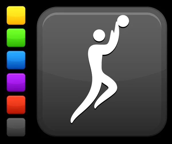 Basketball-Ikone auf quadratischem Internet-Knopf — Stockvektor