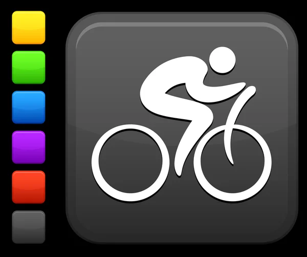 Kerékpáros ikon-a tér internet gomb — Stock Vector