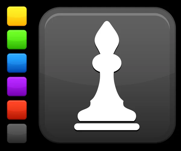 Σκάκι επίσκοπος εικονίδιο στο τετράγωνο κουμπί internet — Διανυσματικό Αρχείο