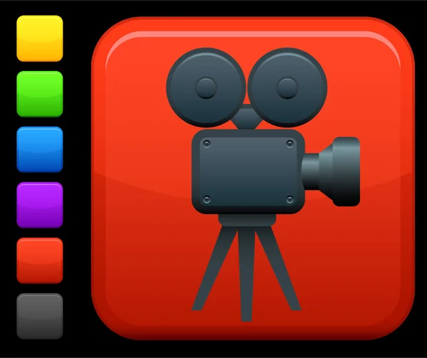 Icona della videocamera sul pulsante quadrato internet — Vettoriale Stock