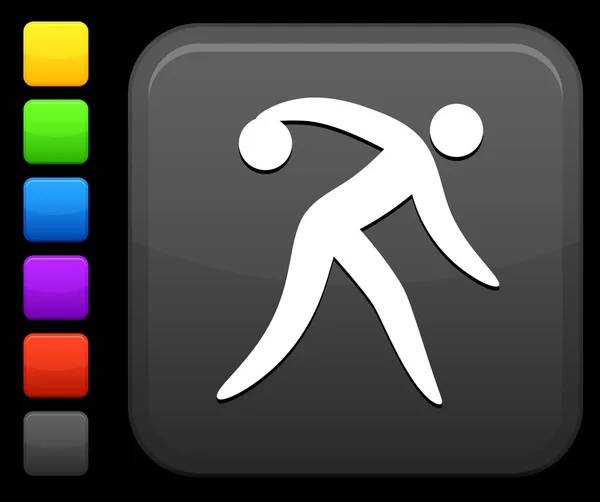 Icône de bowling sur le bouton internet carré — Image vectorielle