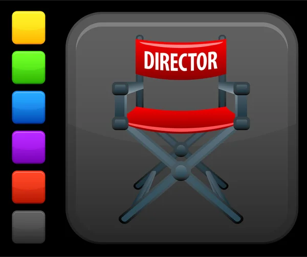 Direktorensessel-Ikone auf quadratischem Internet-Knopf — Stockvektor