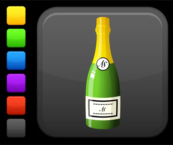 Champagneflaska ikonen på torget internet-knappen — Stock vektor