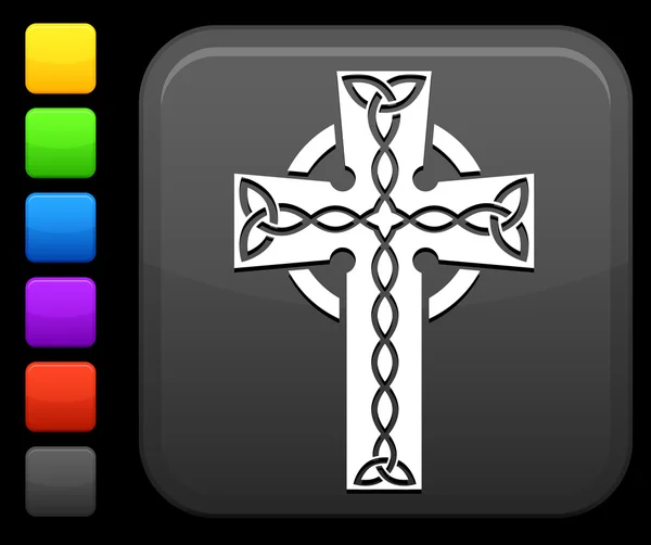 Icono de cruz celta en el botón cuadrado de Internet — Vector de stock
