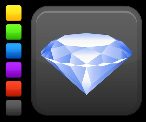Diamant-Symbol auf quadratischem Internet-Knopf — Stockvektor