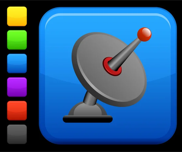 Satellite dish icon on square internet button — Stock Vector
