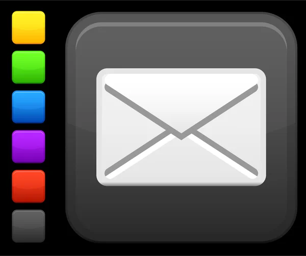 Εικονίδιο ηλεκτρονικού ταχυδρομείου στο τετράγωνο κουμπί internet — Διανυσματικό Αρχείο