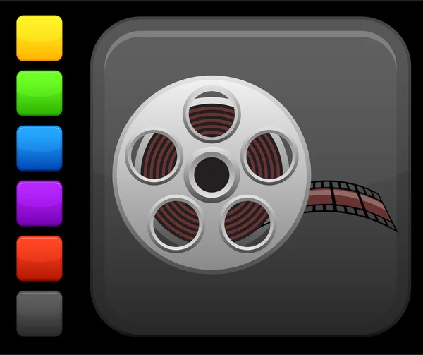 Video-Filmikone auf quadratischem Internet-Knopf — Stockvektor