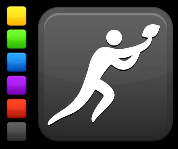 Icône de football sur bouton internet carré — Image vectorielle