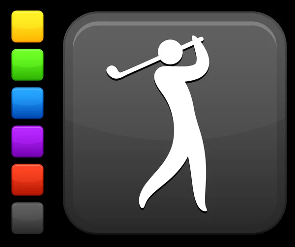 Значок гольфу на квадратній кнопці Інтернету — стоковий вектор