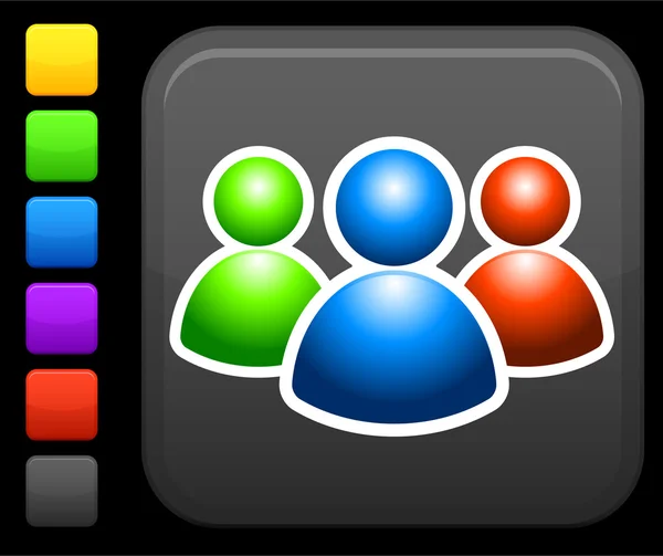 Icône des groupes d'utilisateurs sur le bouton internet carré — Image vectorielle