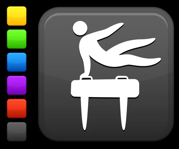 Gymnastics icon on square internet button — Stock Vector