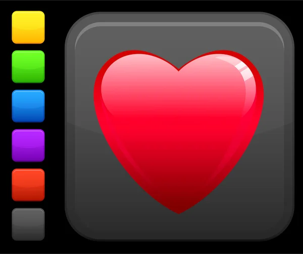 Icono de amor en el botón cuadrado de Internet — Archivo Imágenes Vectoriales