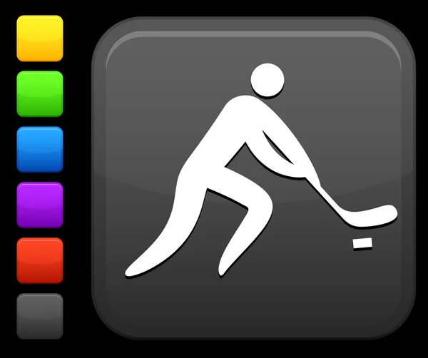 Ikona hokeje na čtvercové tlačítko internet — Stockový vektor