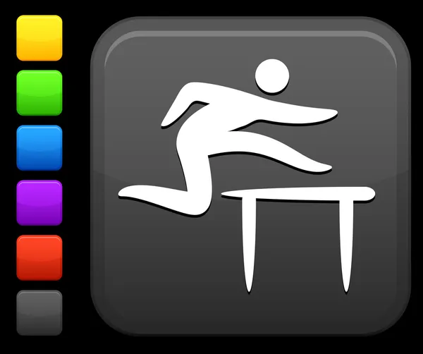 Leichtathletik-Symbol auf quadratischem Internet-Knopf — Stockvektor