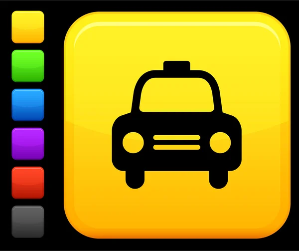 Taxi-Symbol auf quadratischem Internet-Knopf — Stockvektor