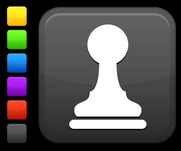 Schachbauernsymbol auf quadratischem Internet-Knopf — Stockvektor