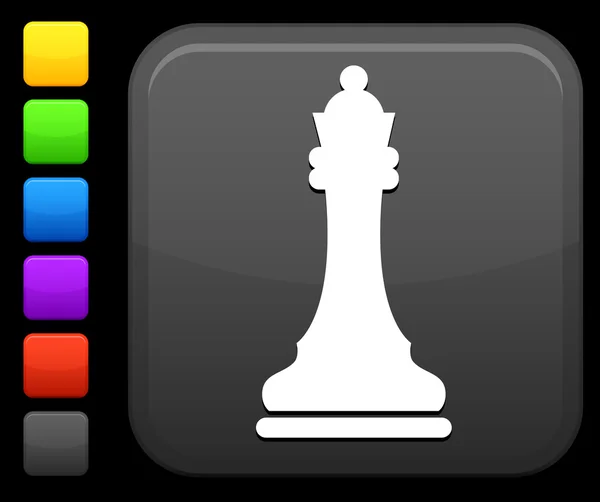 Icono de la reina de ajedrez en botón cuadrado de Internet — Vector de stock