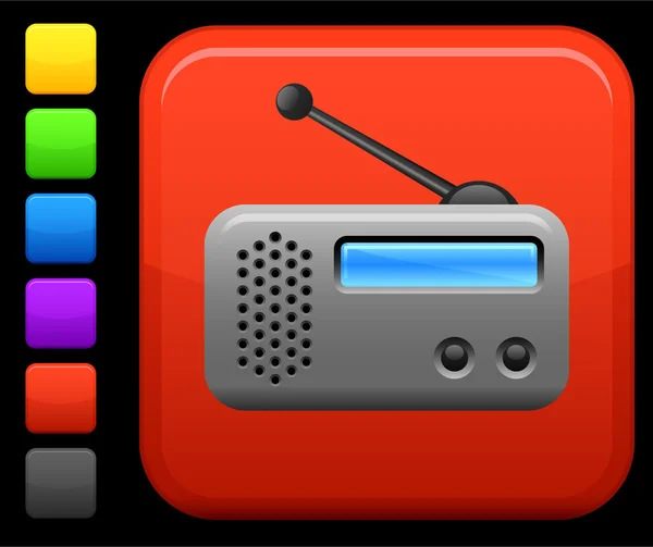 Radio icon on square internet button — Stock Vector