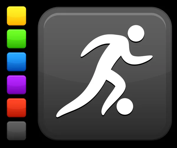 Football, icône du football sur le bouton internet carré — Image vectorielle
