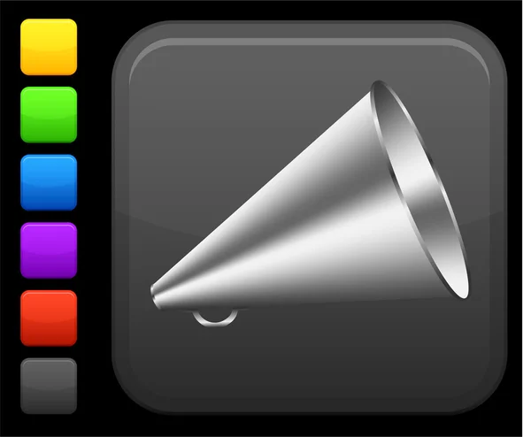 Loudspeaker icon on square internet button — Stock Vector