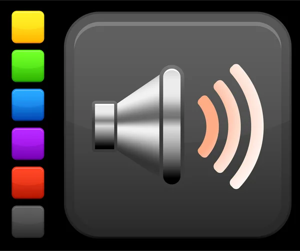 Sound speaker icon on square internet button — Stock Vector