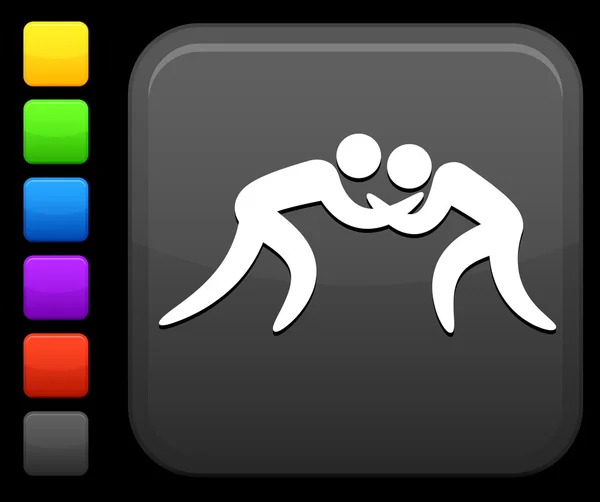 Wrestling-Ikone auf quadratischem Internet-Knopf — Stockvektor