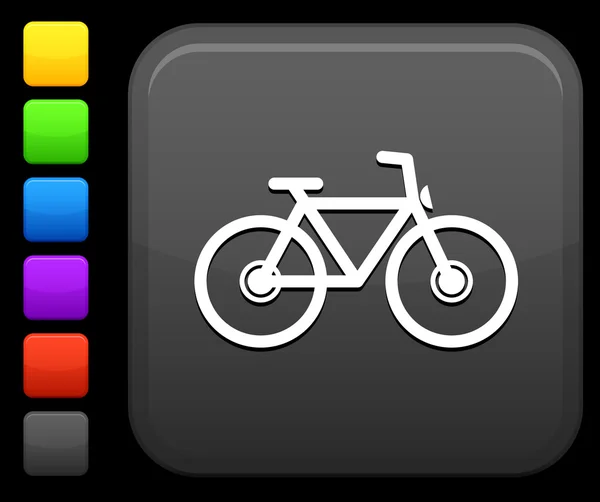 Icono de bicicleta en el botón cuadrado de Internet — Archivo Imágenes Vectoriales