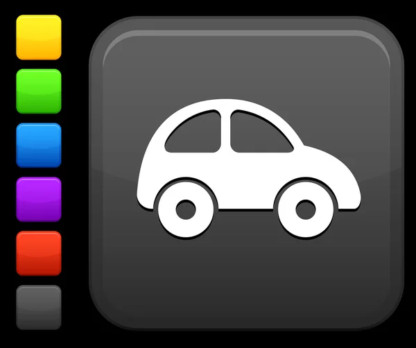 Car icon on square internet button — Stock Vector