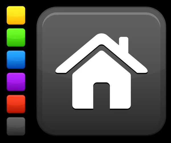 Ikona zelené bydlení na čtvercové tlačítko internet — Stockový vektor