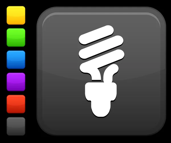 Icône d'ampoule électrique verte sur le bouton internet carré — Image vectorielle