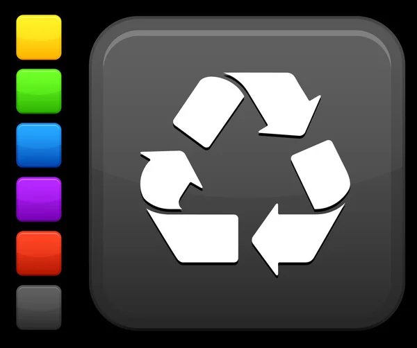 Icône de recyclage sur bouton internet carré — Image vectorielle