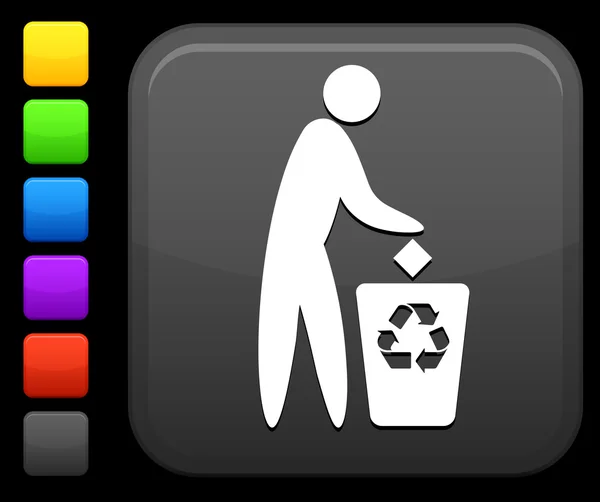 Icona di riciclaggio sul pulsante quadrato internet — Vettoriale Stock