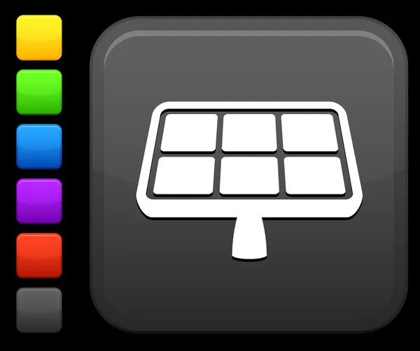 Icono de la energía solar en el botón cuadrado de Internet — Vector de stock
