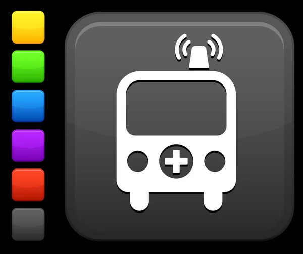Ambulance pictogram op vierkante internet knop — Stockvector