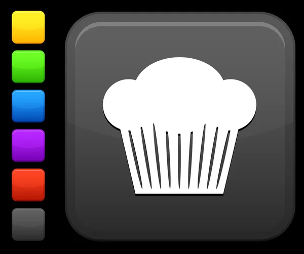 Ícone de cupcake no botão quadrado da internet — Vetor de Stock