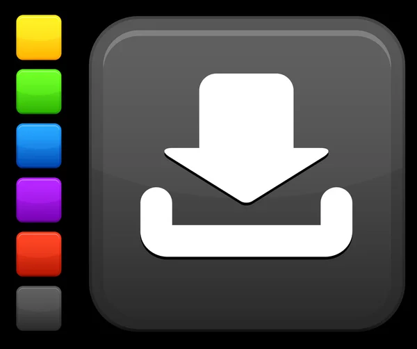 Download icon op vierkante internet knop — Stockvector